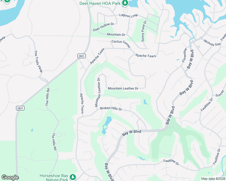 map of restaurants, bars, coffee shops, grocery stores, and more near 715 Mountain Leather Drive in Horseshoe Bay