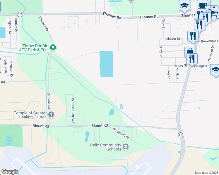 map of restaurants, bars, coffee shops, grocery stores, and more near 4460 Clark Street in Brownfields