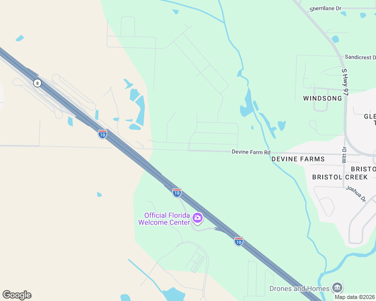 map of restaurants, bars, coffee shops, grocery stores, and more near 3691 Devine Farm Road in Escambia County