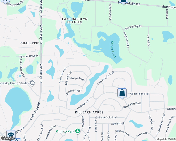 map of restaurants, bars, coffee shops, grocery stores, and more near 6831 Donerail Trail in Tallahassee