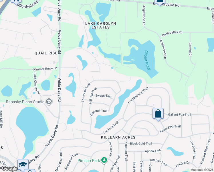 map of restaurants, bars, coffee shops, grocery stores, and more near 6845 Hill Gail Trail in Tallahassee