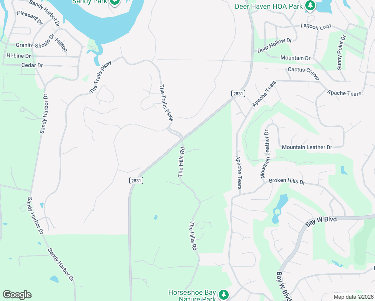 map of restaurants, bars, coffee shops, grocery stores, and more near 421 The Hills Lane in Horseshoe Bay