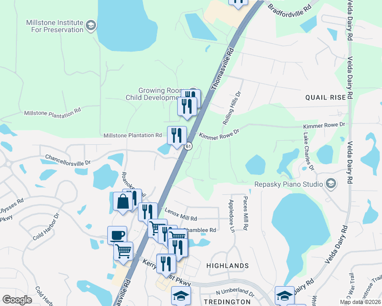 map of restaurants, bars, coffee shops, grocery stores, and more near 5824 Bascom Drive in Tallahassee