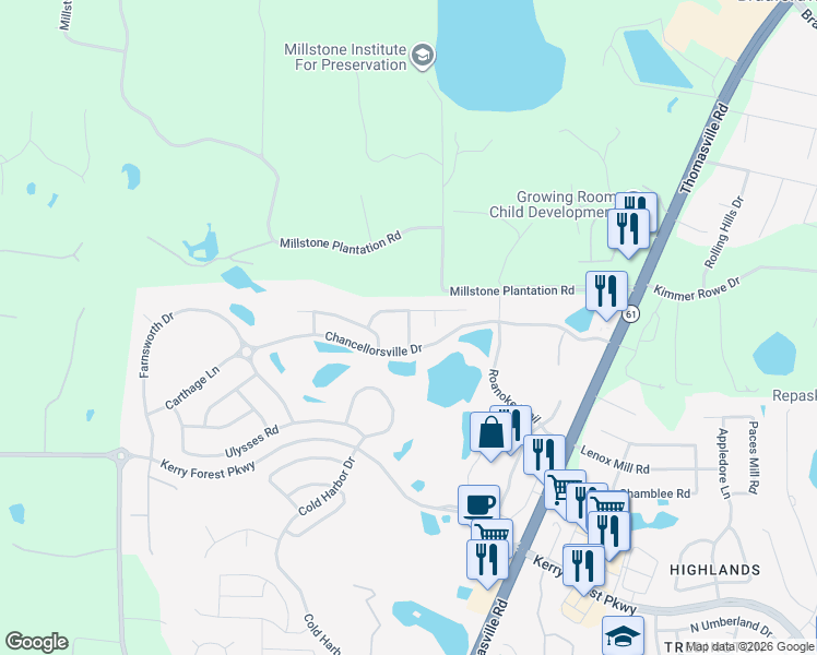 map of restaurants, bars, coffee shops, grocery stores, and more near 5708 Sumter Hill Lane in Tallahassee