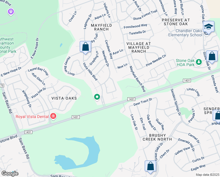 map of restaurants, bars, coffee shops, grocery stores, and more near 4005 Rose May Cove in Round Rock