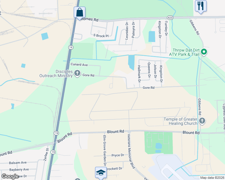 map of restaurants, bars, coffee shops, grocery stores, and more near 2303 Marci Court in Baton Rouge