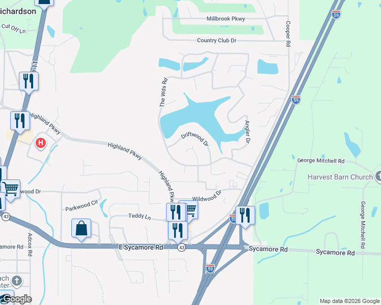 map of restaurants, bars, coffee shops, grocery stores, and more near 8010 Fishook Ln in Picayune