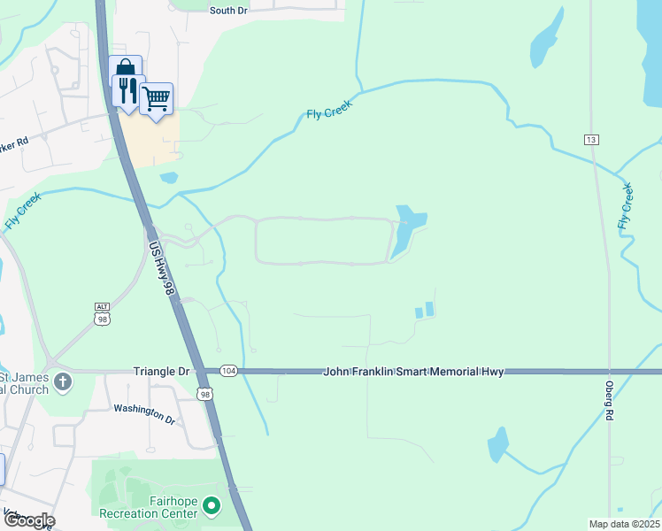 map of restaurants, bars, coffee shops, grocery stores, and more near 142 Willow Lake Drive in Fairhope