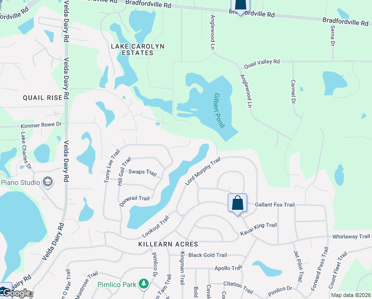 map of restaurants, bars, coffee shops, grocery stores, and more near 6929 Ebony Trail in Tallahassee