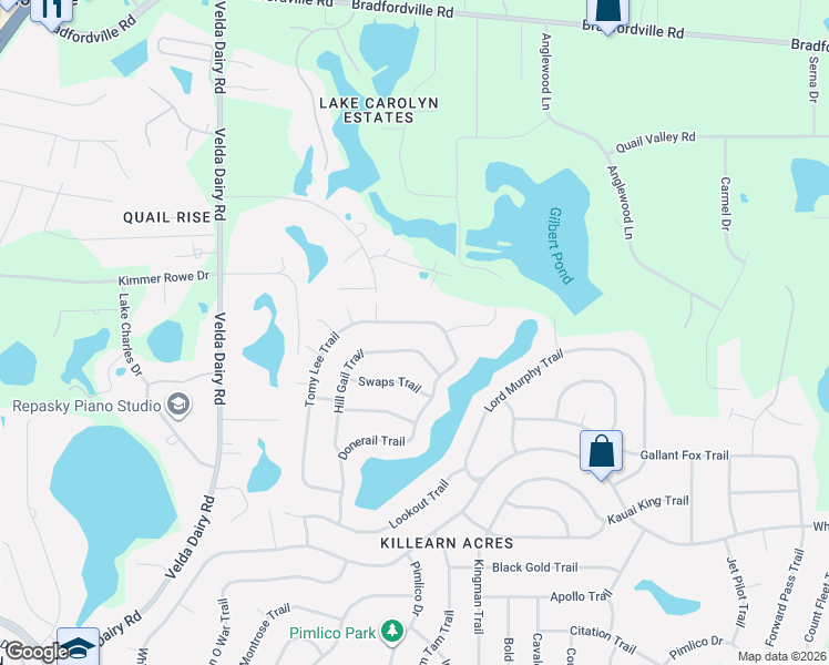 map of restaurants, bars, coffee shops, grocery stores, and more near 6920 Tomy Lee Trail in Tallahassee