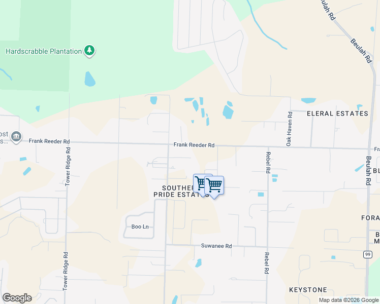 map of restaurants, bars, coffee shops, grocery stores, and more near 6645 Frank Reeder Road in Pensacola