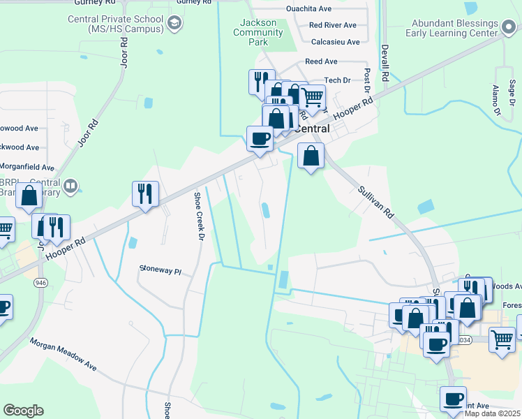 map of restaurants, bars, coffee shops, grocery stores, and more near in Central