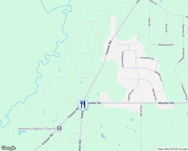 map of restaurants, bars, coffee shops, grocery stores, and more near 16 Leo Eaves Road in Picayune