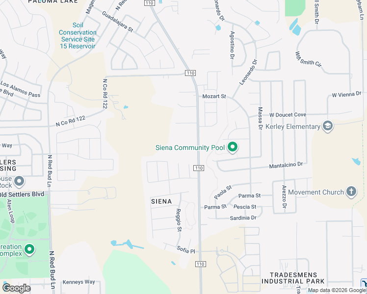map of restaurants, bars, coffee shops, grocery stores, and more near 8050 County Road 110 in Round Rock
