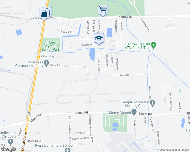map of restaurants, bars, coffee shops, grocery stores, and more near 2701 Gore Road in Baton Rouge