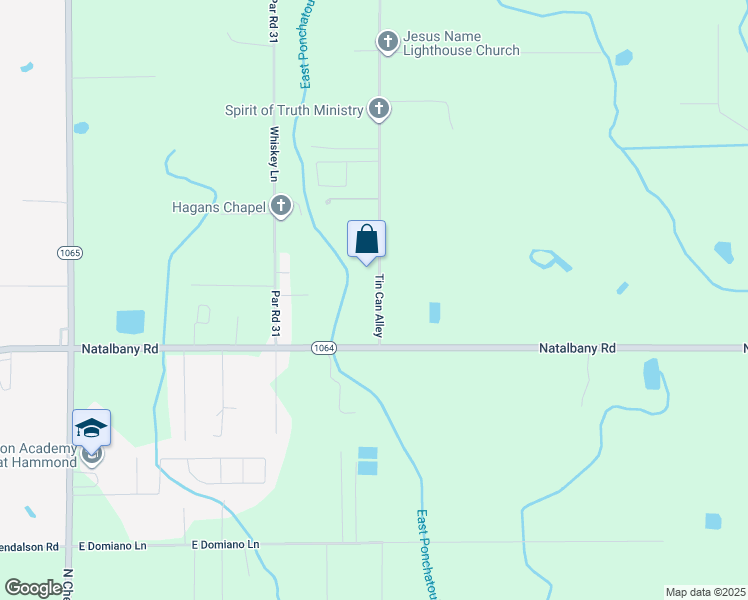 map of restaurants, bars, coffee shops, grocery stores, and more near 48055 Tin Can Alley in Tickfaw