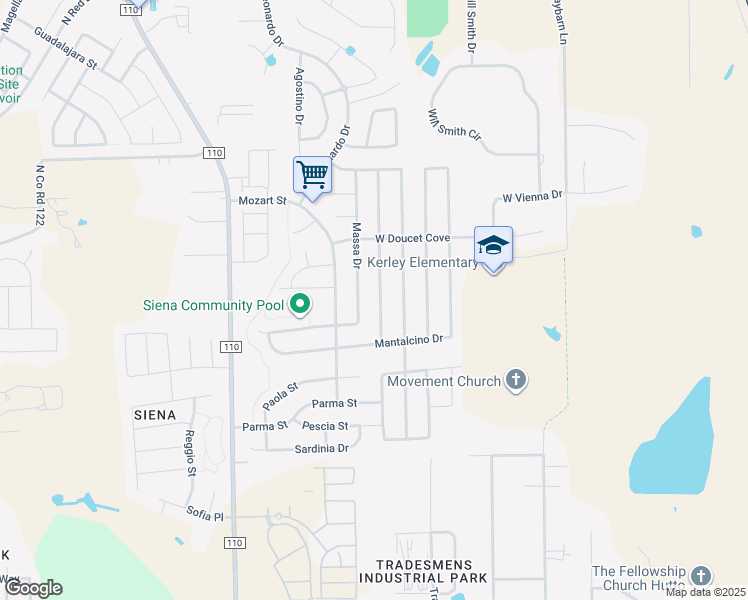 map of restaurants, bars, coffee shops, grocery stores, and more near 8053 Bassano Drive in Round Rock