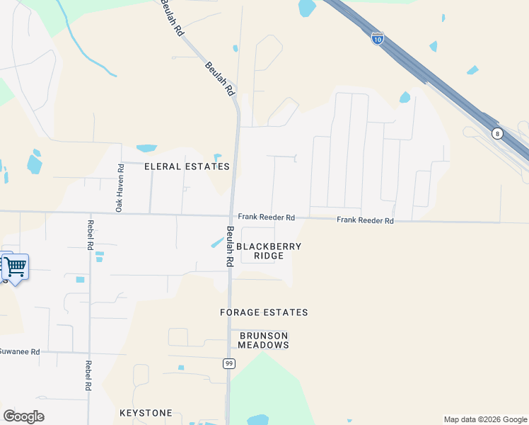 map of restaurants, bars, coffee shops, grocery stores, and more near 9901 Jay Rd in Pensacola