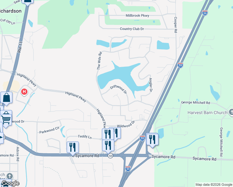 map of restaurants, bars, coffee shops, grocery stores, and more near 8010 Fishook Ln in Picayune