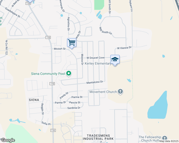 map of restaurants, bars, coffee shops, grocery stores, and more near 8053 Bassano Drive in Round Rock