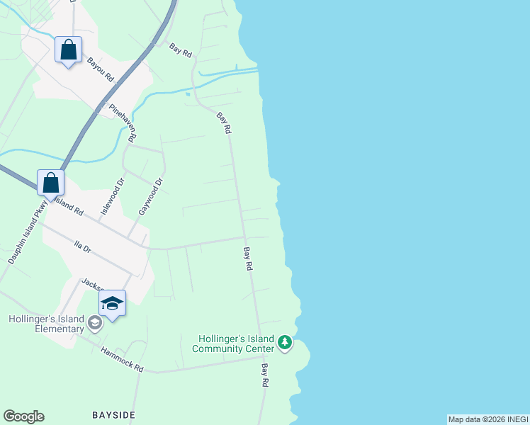 map of restaurants, bars, coffee shops, grocery stores, and more near 6789 Bay Road in Mobile