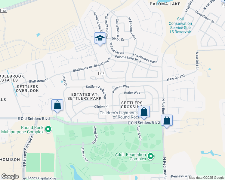 map of restaurants, bars, coffee shops, grocery stores, and more near 3000 Pearson Cove in Round Rock