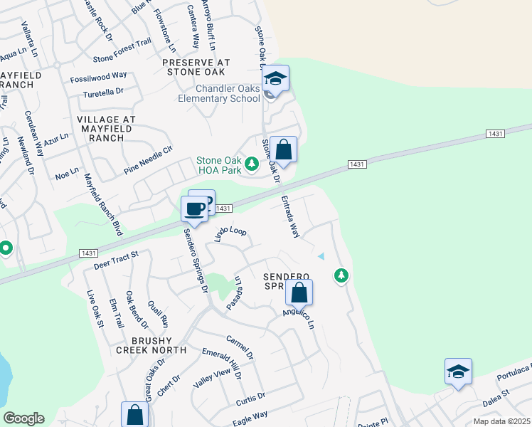 map of restaurants, bars, coffee shops, grocery stores, and more near 4605 Azul Cove in Round Rock