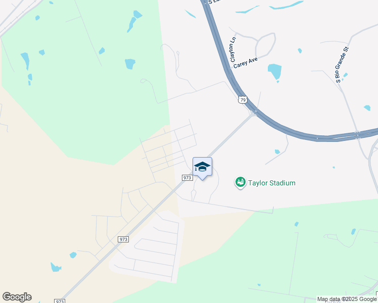 map of restaurants, bars, coffee shops, grocery stores, and more near 52-68 Farm to Market Road 973 in Taylor