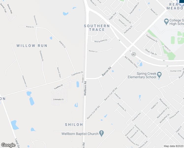 map of restaurants, bars, coffee shops, grocery stores, and more near 3404 Barron Road in College Station