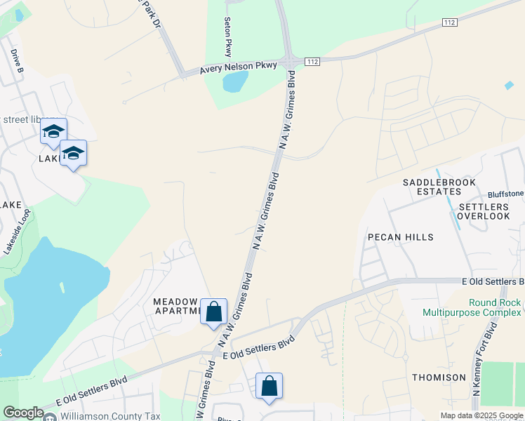 map of restaurants, bars, coffee shops, grocery stores, and more near 3550 North A W Grimes Boulevard in Round Rock