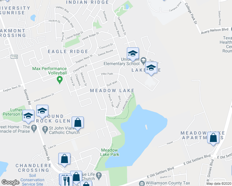map of restaurants, bars, coffee shops, grocery stores, and more near 3628 Bass Loop in Round Rock