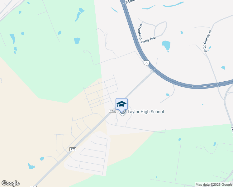 map of restaurants, bars, coffee shops, grocery stores, and more near 52-68 Farm to Market Road 973 in Taylor