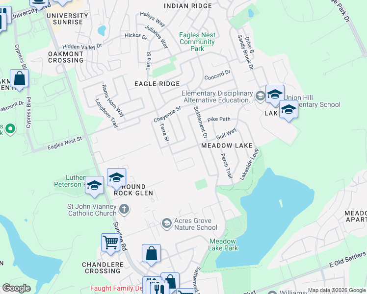 map of restaurants, bars, coffee shops, grocery stores, and more near 1011 Gulf Way in Round Rock