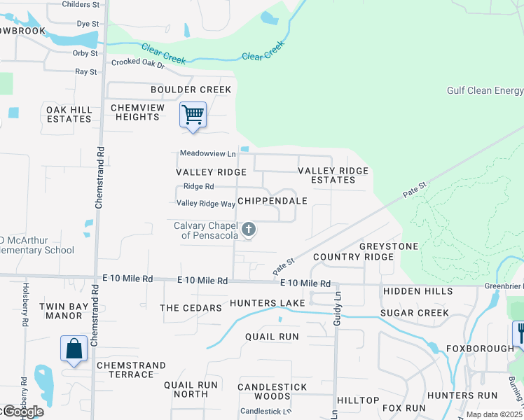map of restaurants, bars, coffee shops, grocery stores, and more near 863 Belle Rose Circle in Pensacola