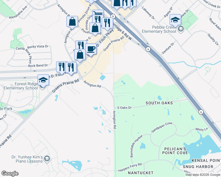 map of restaurants, bars, coffee shops, grocery stores, and more near 1545 Arrington Road in College Station