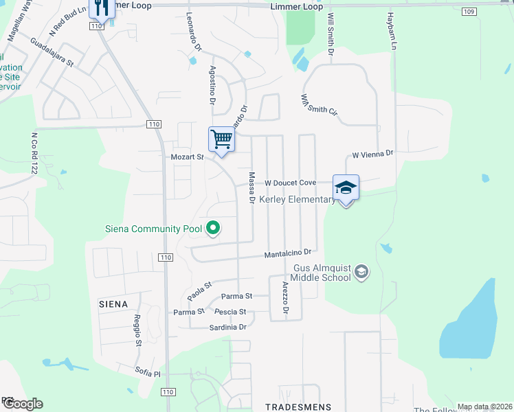map of restaurants, bars, coffee shops, grocery stores, and more near 8008 Massa Drive in Round Rock