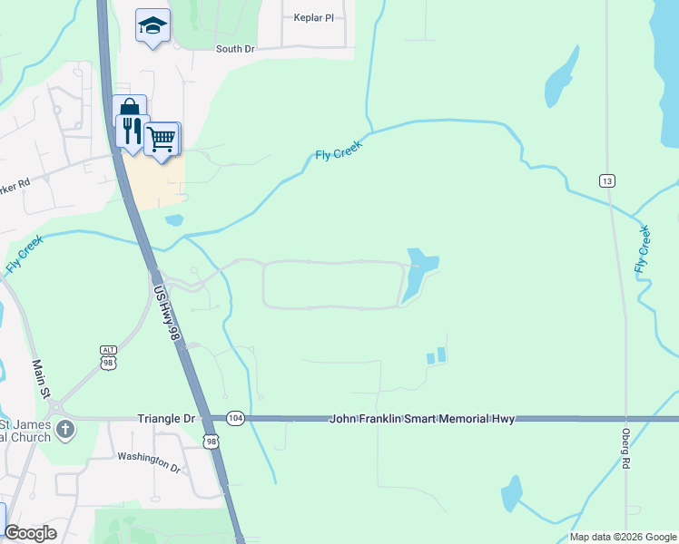 map of restaurants, bars, coffee shops, grocery stores, and more near 114 Willow Lake Drive in Fairhope