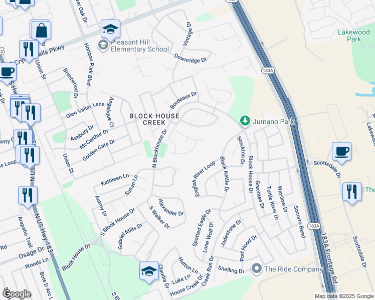 map of restaurants, bars, coffee shops, grocery stores, and more near 1015 Moser River Drive in Leander