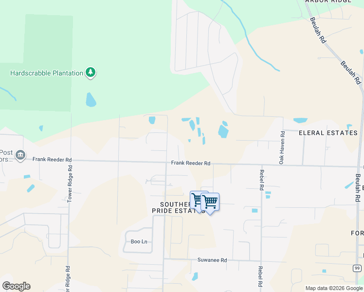 map of restaurants, bars, coffee shops, grocery stores, and more near 6640 Frank Reeder Road in Pensacola