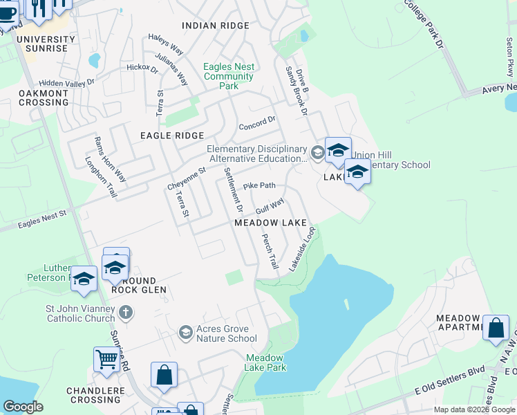 map of restaurants, bars, coffee shops, grocery stores, and more near 1200 Gulf Way in Round Rock