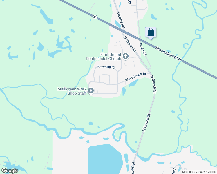 map of restaurants, bars, coffee shops, grocery stores, and more near 241-271 Westchester Drive in Picayune