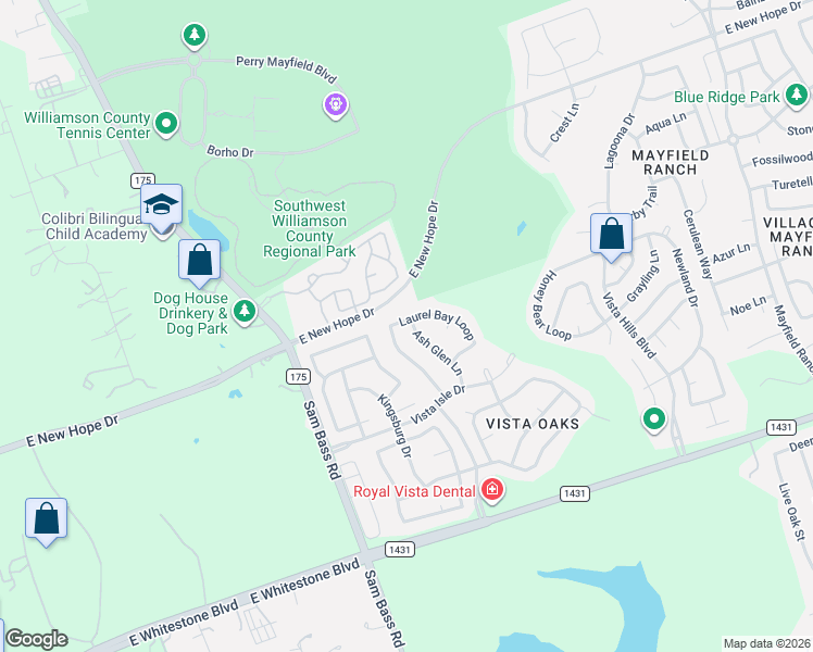 map of restaurants, bars, coffee shops, grocery stores, and more near 3526 Laurel Bay Loop in Round Rock
