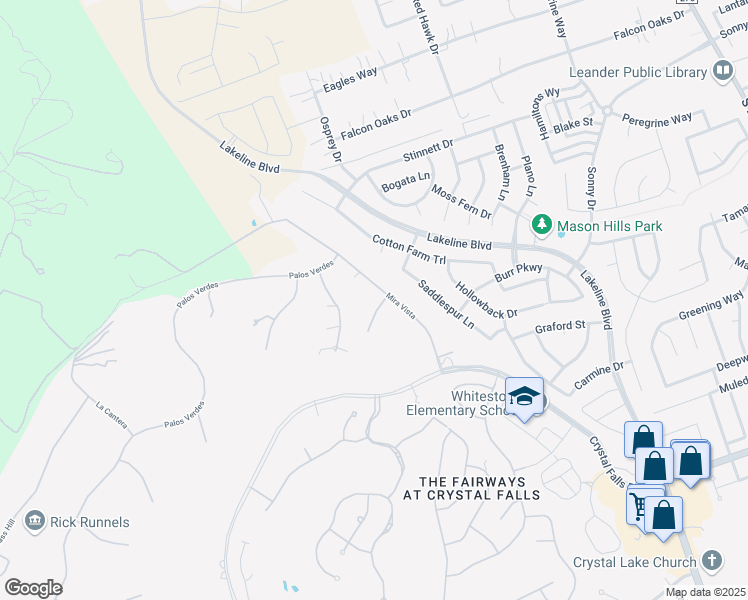 map of restaurants, bars, coffee shops, grocery stores, and more near 504 La Costa in Leander
