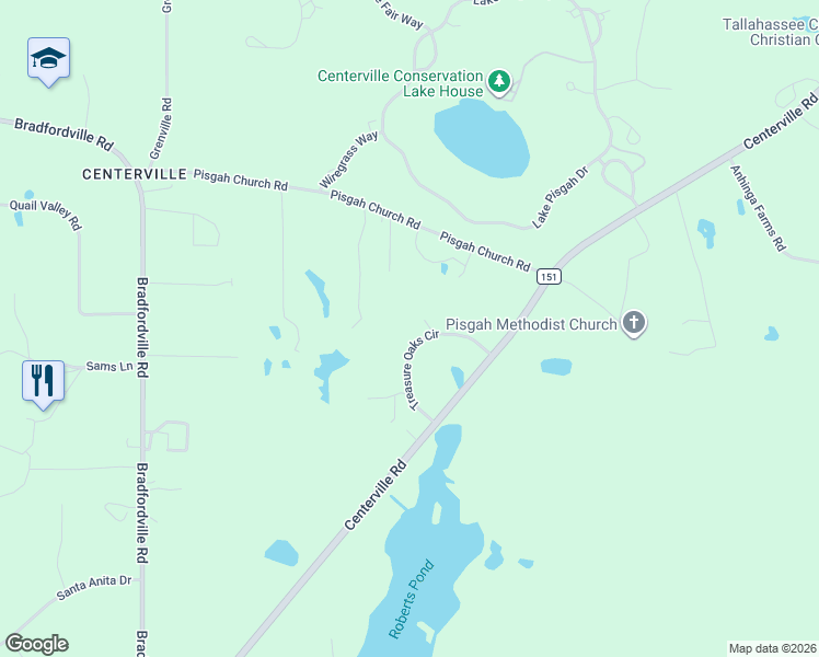 map of restaurants, bars, coffee shops, grocery stores, and more near 6620 Treasure Oaks Circle in Tallahassee
