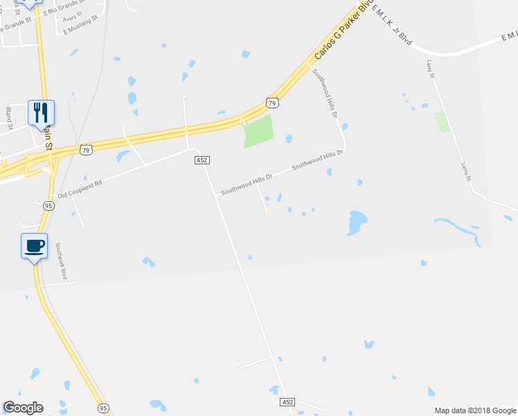 map of restaurants, bars, coffee shops, grocery stores, and more near 1206 Southwood Hills Drive in Taylor
