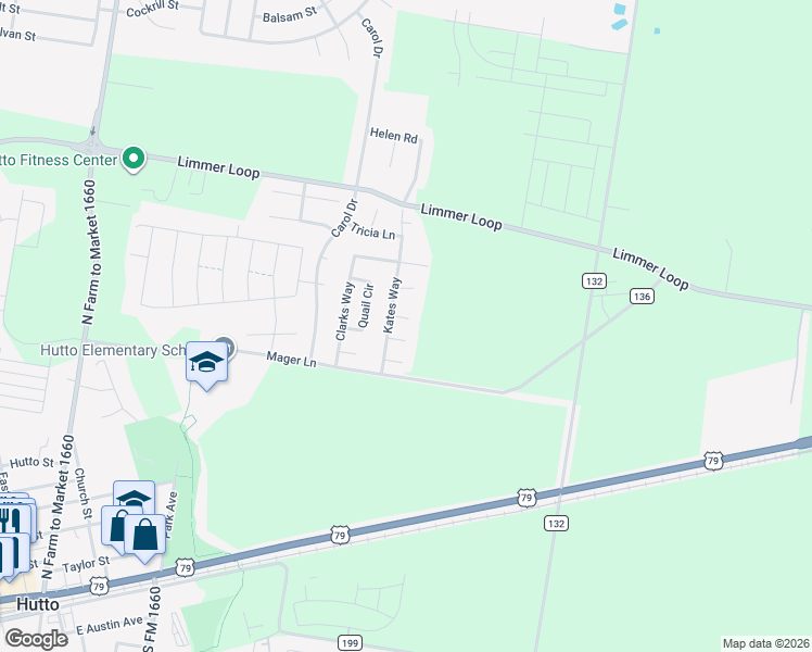 map of restaurants, bars, coffee shops, grocery stores, and more near 306 Pheasant Cove in Hutto