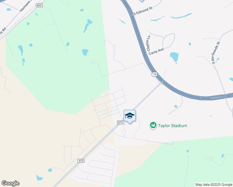 map of restaurants, bars, coffee shops, grocery stores, and more near 52-68 Farm to Market Road 973 in Taylor