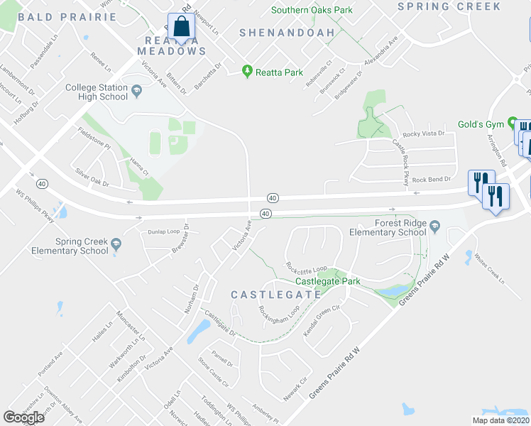 map of restaurants, bars, coffee shops, grocery stores, and more near 1899 William D. Fitch Parkway in College Station