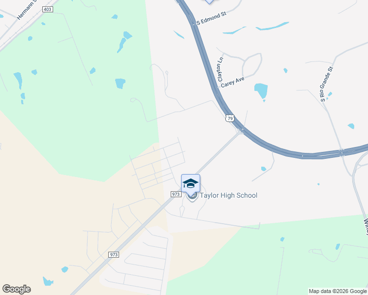 map of restaurants, bars, coffee shops, grocery stores, and more near 52-68 Farm to Market Road 973 in Taylor