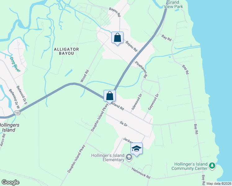 map of restaurants, bars, coffee shops, grocery stores, and more near 6671 Dauphin Island Parkway in Mobile